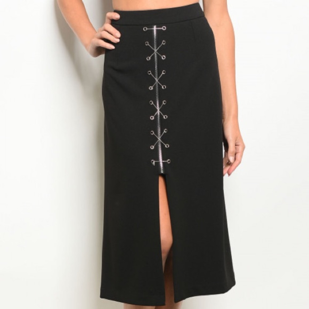 BNWT Long Black Slit Skirt